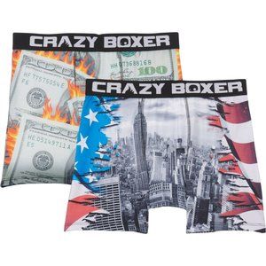 NWT CRAZYBOXER NYC Print 2-Pack Ultra Soft Fast Drying Boxer Briefs